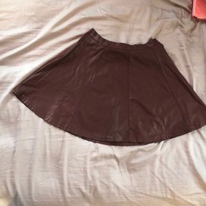 Maroon pleather skater skirt